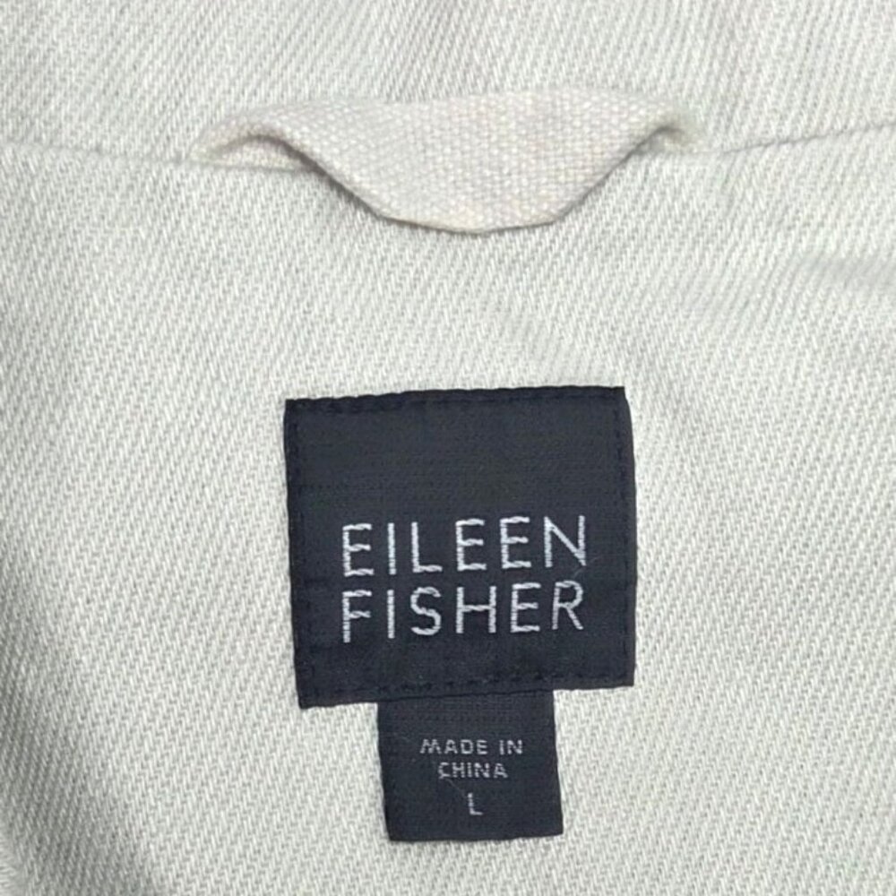 Eileen Fisher Beige Cream Hemp-Cotton Button-Front Blazer Jacket Size L - Picture 6 of 7